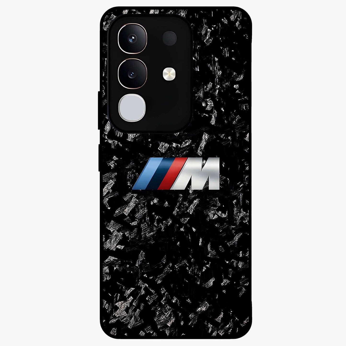 Carbon Speed Mark Glass Case showing flat back view with sporty carbon pattern artwork and glossy glass finish.