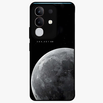 Cosmic Moon Glow Glass Case showing flat back view with glowing moon artwork and glossy glass finish.