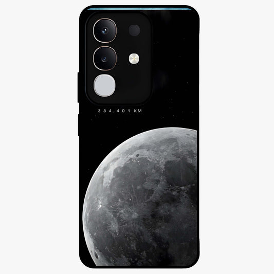 Cosmic Moon Glow Glass Case showing flat back view with glowing moon artwork and glossy glass finish.