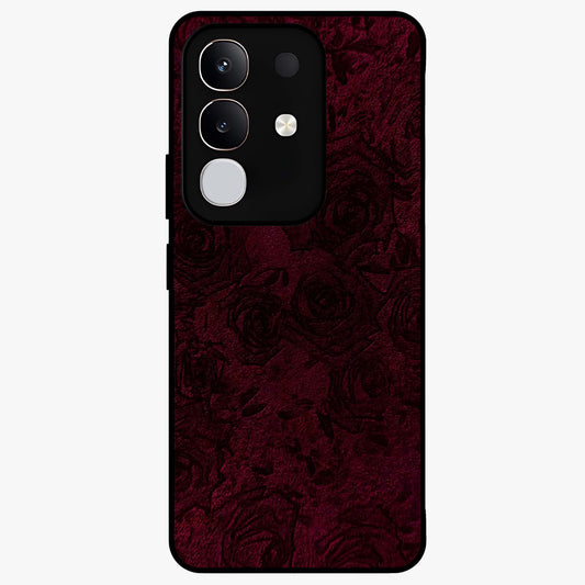Crimson Fade Flow Glass Case showing flat back view with flowing crimson gradient artwork and glossy glass finish.