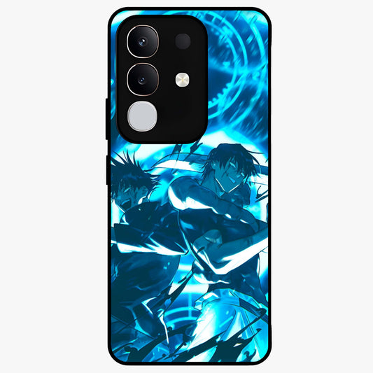 Cursed Energy Clash Glass Case showing flat back view with intense cursed energy artwork and glossy glass finish.