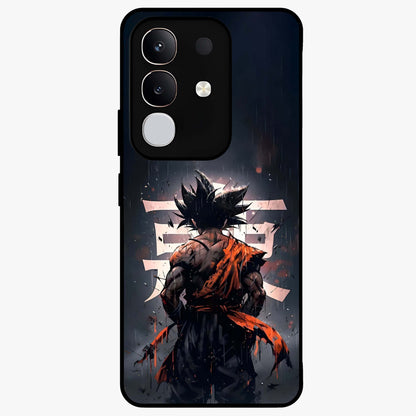Dark Warrior In Rain Glass Case showing flat back view with warrior artwork in rainy atmosphere and glossy glass finish.