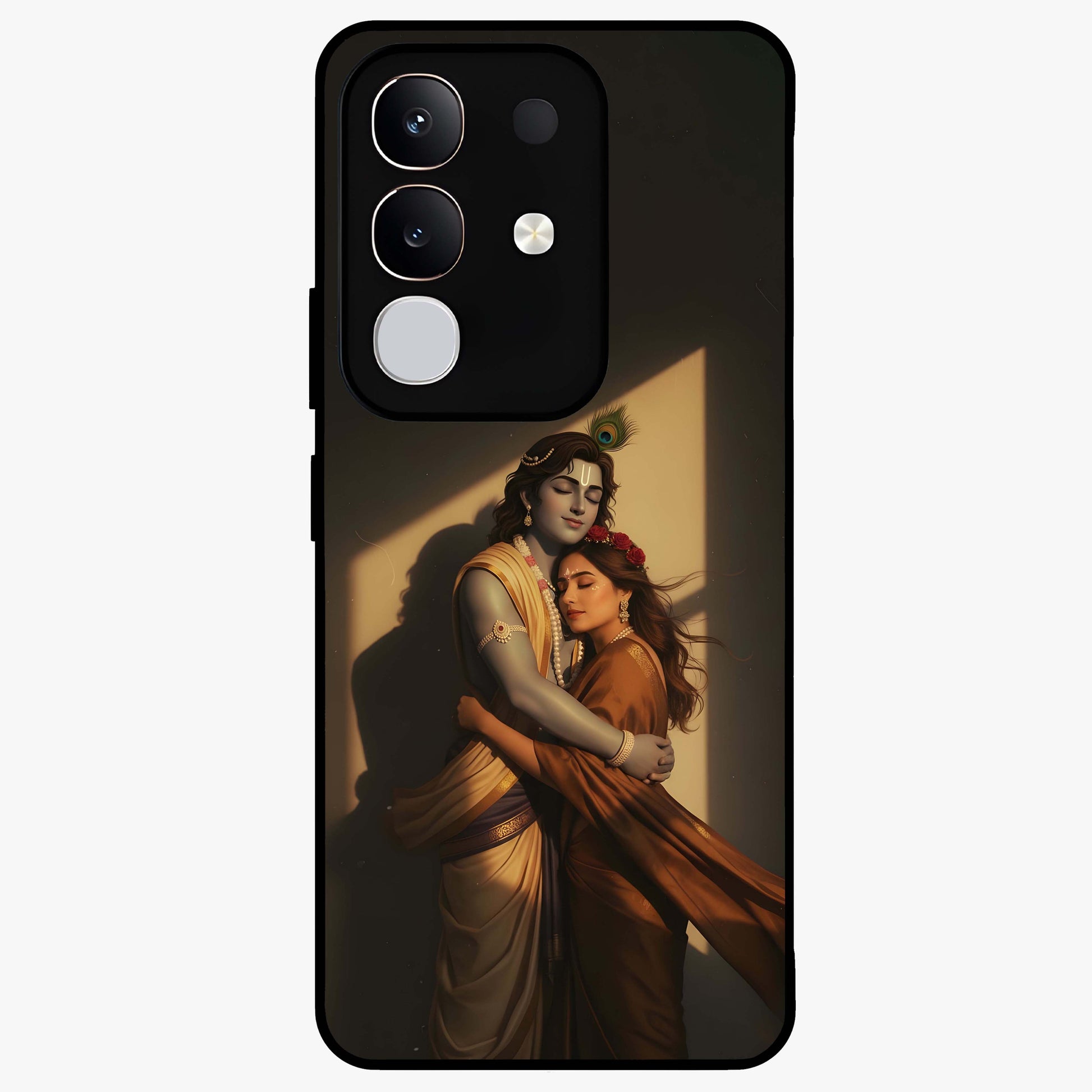 Divine Eternal Love Glass Case showing flat back view with spiritual love themed artwork and glossy glass finish.