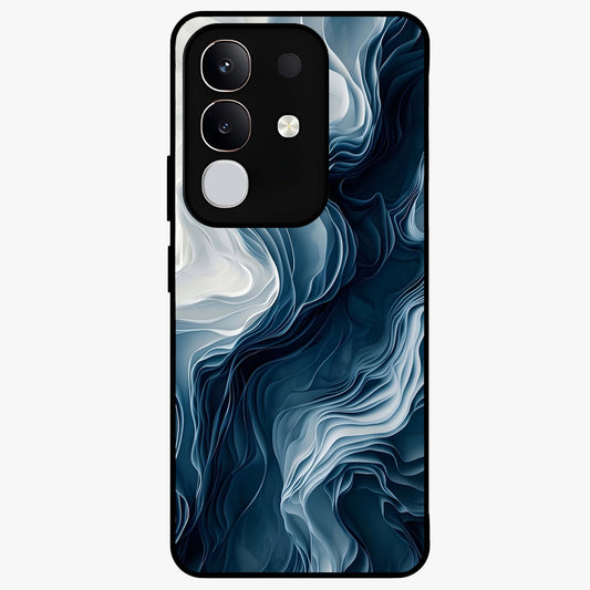 Ethereal Paper Marble Glass Case showing flat back view with soft marble paper texture artwork and glossy glass finish.