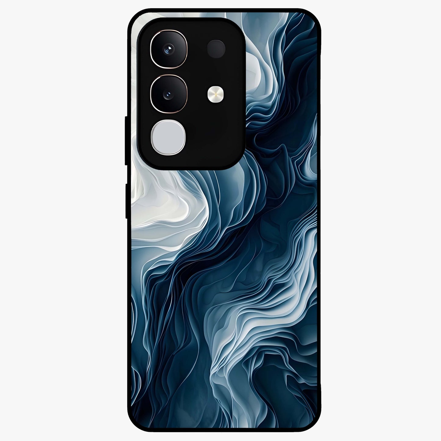 Ethereal Paper Marble Glass Case showing flat back view with soft marble paper texture artwork and glossy glass finish.