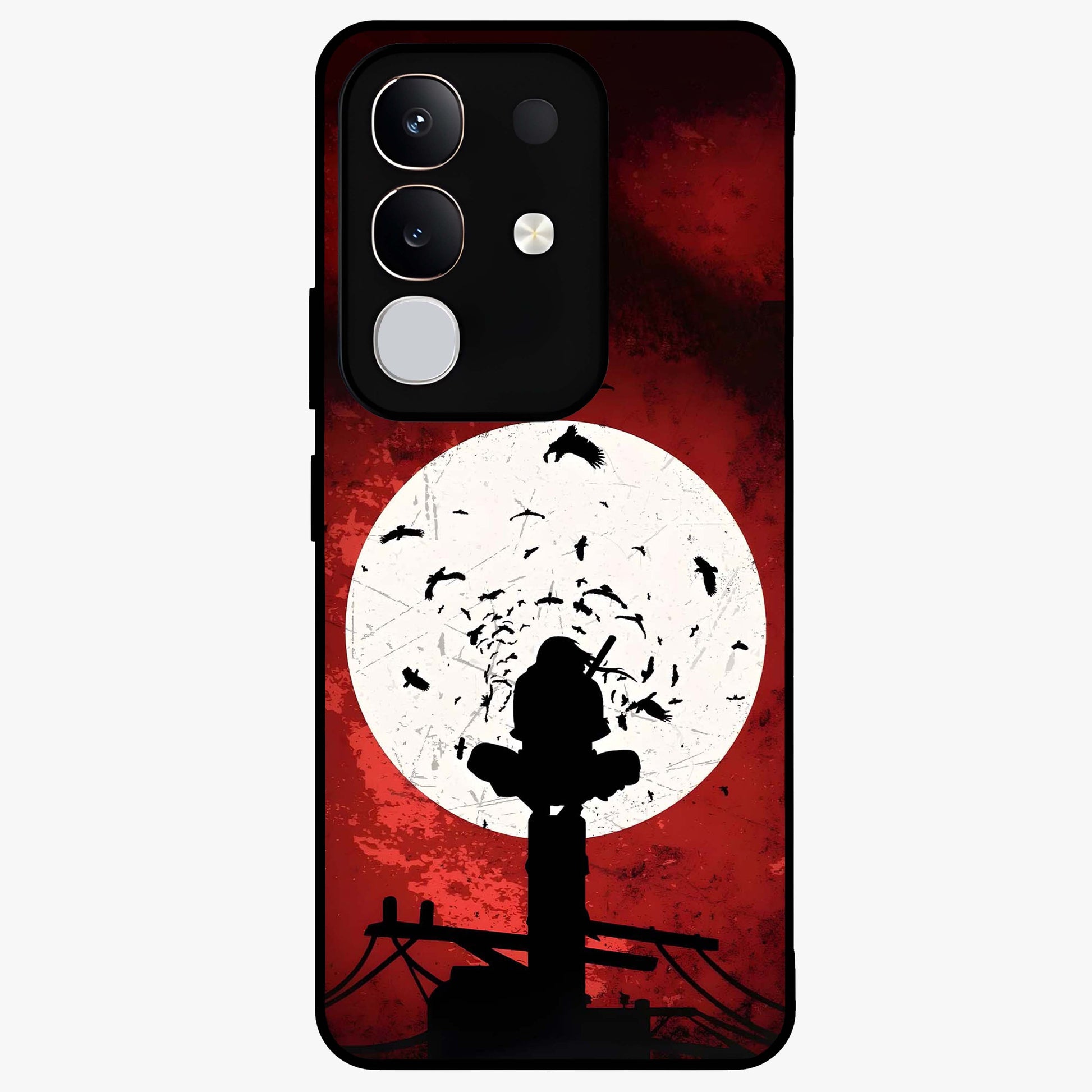 Itachi Limited Edition Naruto Anime Glass Case showing flat back view with iconic anime character artwork and glossy glass finish.