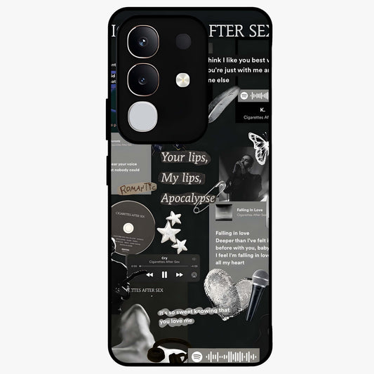 Midnight Love Echo Glass Case showing flat back view with romantic midnight themed artwork and glossy glass finish.