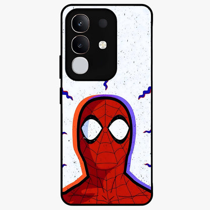 Omg Spiderman Glass Case showing flat back view with bold superhero inspired artwork and glossy glass finish.