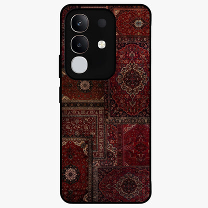 Persian Velvet Tale Glass Case showing flat back view with luxurious Persian velvet pattern artwork and glossy glass finish.