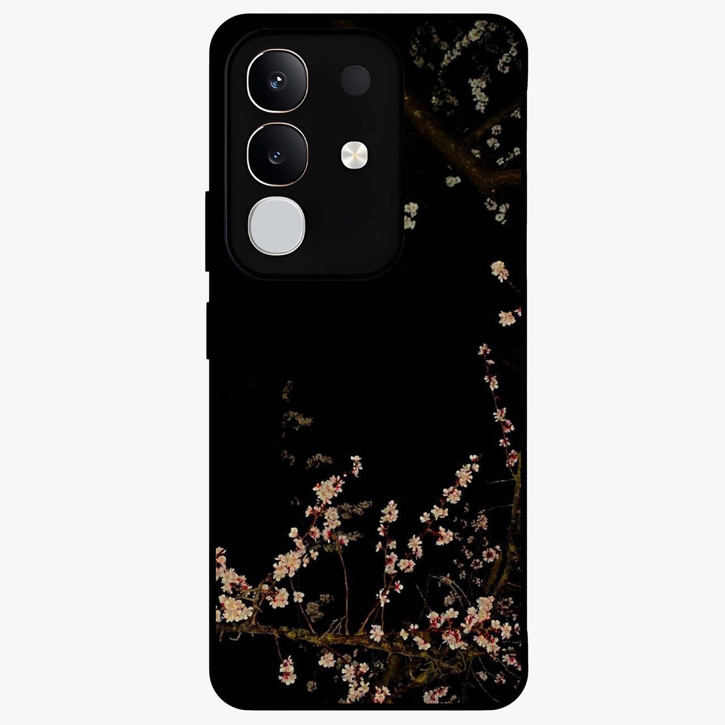 Petal Moon Light With Custom Name Glass Case showing flat back view with floral moonlight artwork and personalized name design.