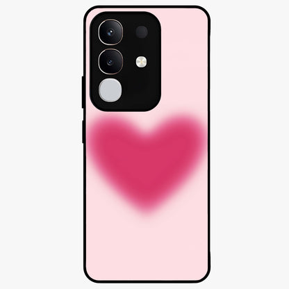 Pink Aura Heart Glass Case showing flat back view with glowing heart artwork and glossy glass finish.