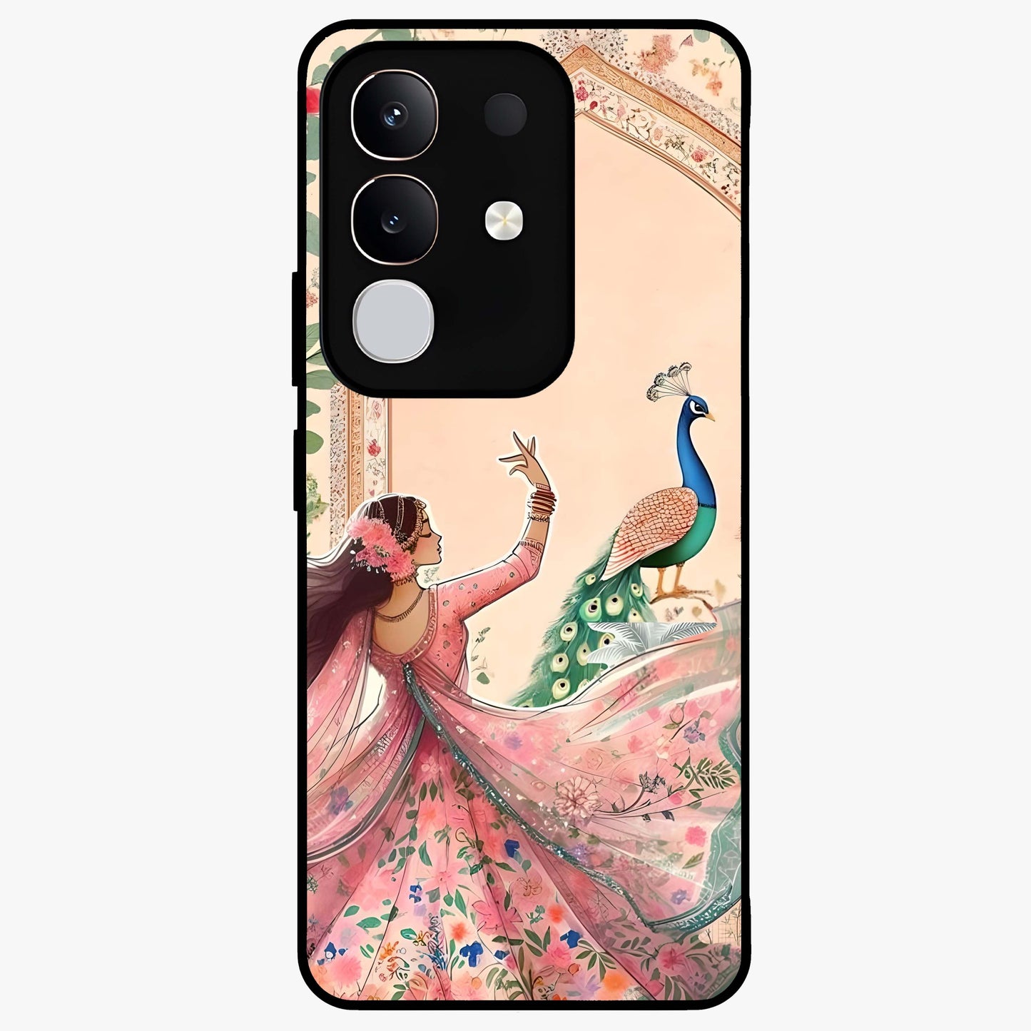 Royal Grace Muse Glass Case showing flat back view with elegant artistic artwork and glossy glass finish.
