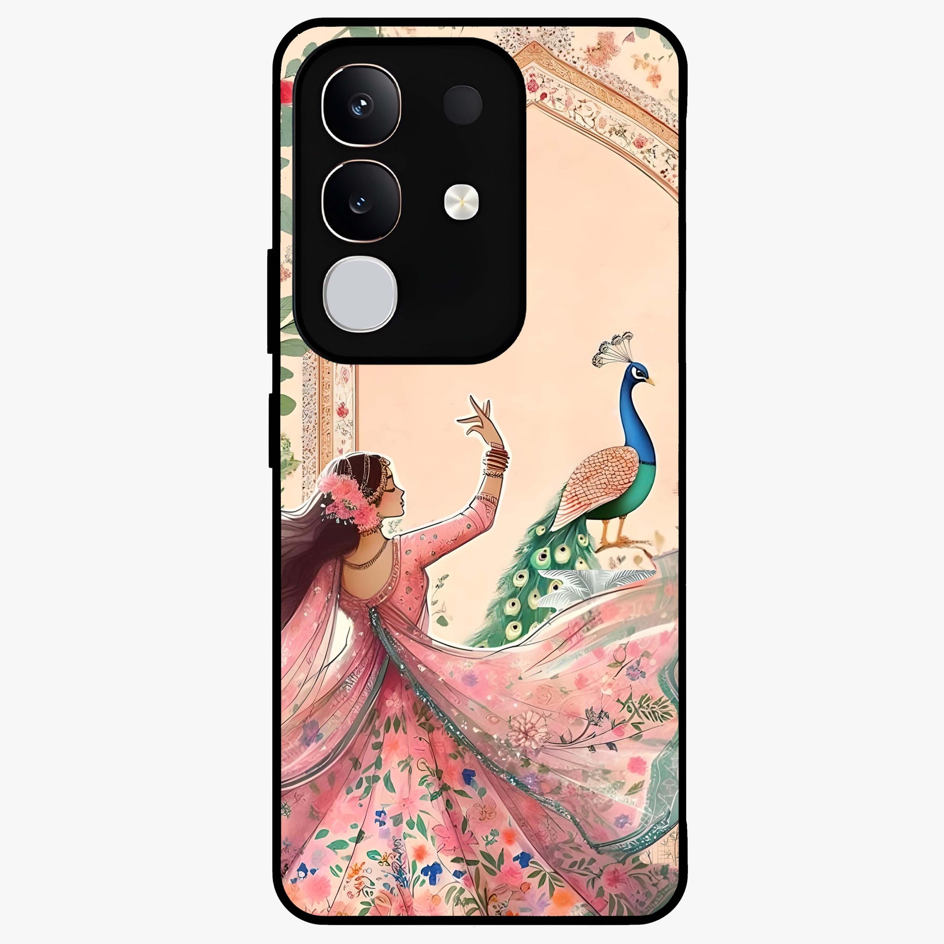 Royal Grace Muse Glass Case showing flat back view with elegant artistic artwork and glossy glass finish.