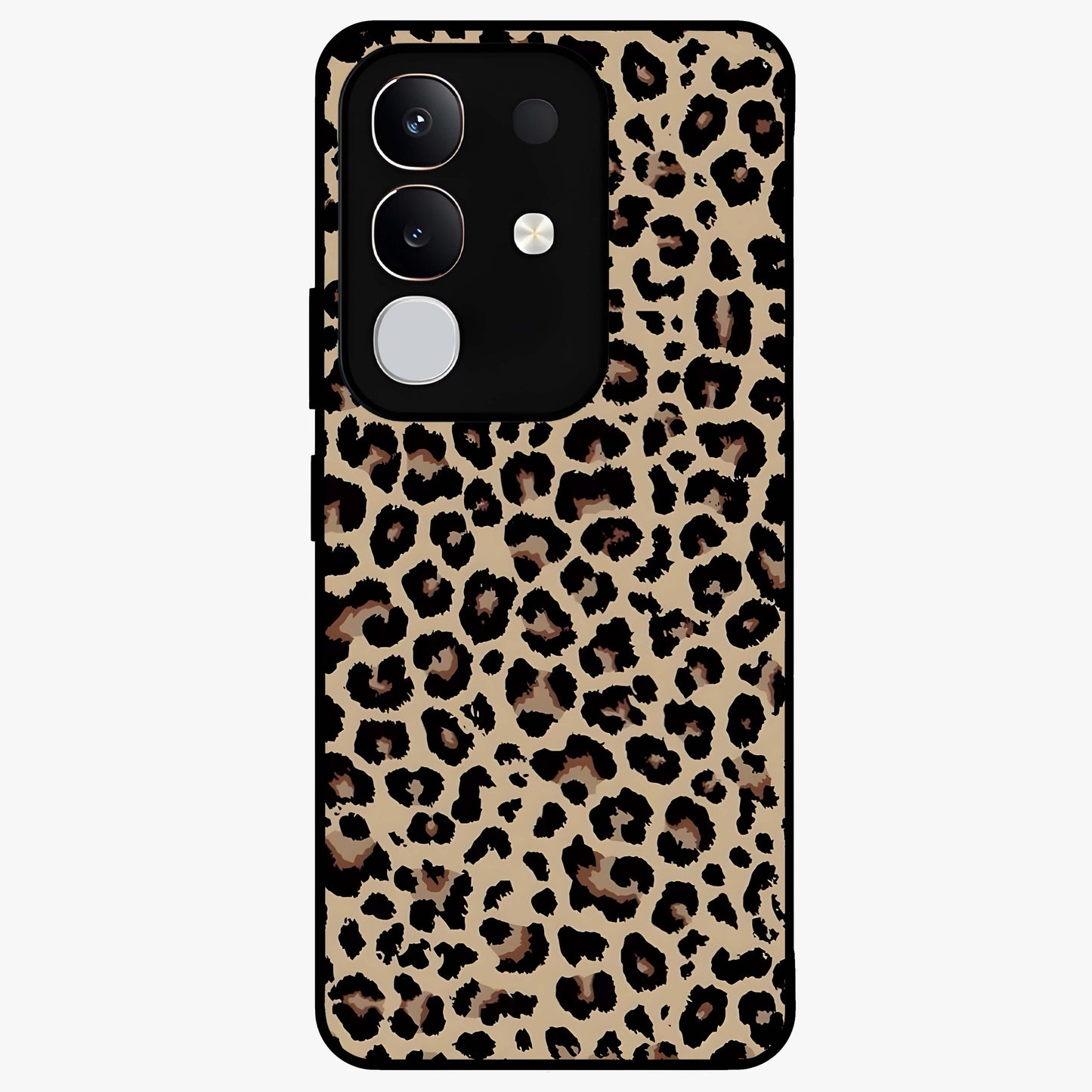 Savage Chic Pattern Glass Case showing flat back view with stylish patterned artwork and glossy glass finish.