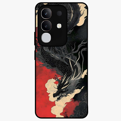Shadow Dragon Fury Glass Case showing flat back view with fierce dragon artwork and glossy glass finish.