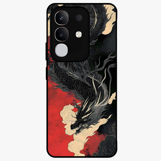 Shadow Dragon Fury Glass Case showing flat back view with fierce dragon artwork and glossy glass finish.