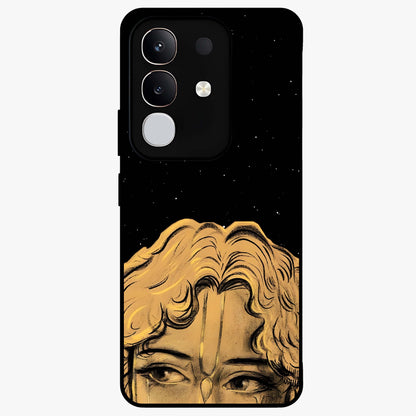 Shri Krishna Art Glass Case showing flat back view with devotional Krishna artwork and glossy glass finish.