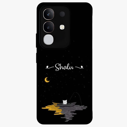 Silent Night Row Glass Case showing flat back view with calm night themed artwork and glossy glass finish.