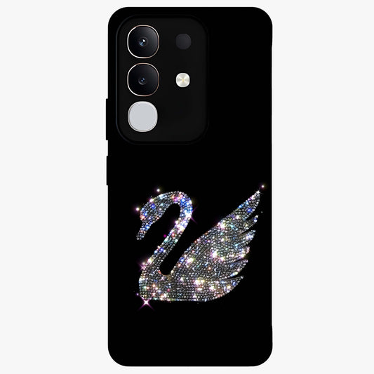 Starlit Swan Grace Glass Case showing flat back view with graceful swan artwork under starry sky and glossy glass finish.