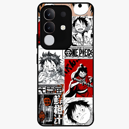 Strawhat Chaos Panels Glass Case showing flat back view with anime inspired chaos panel artwork and glossy glass finish.