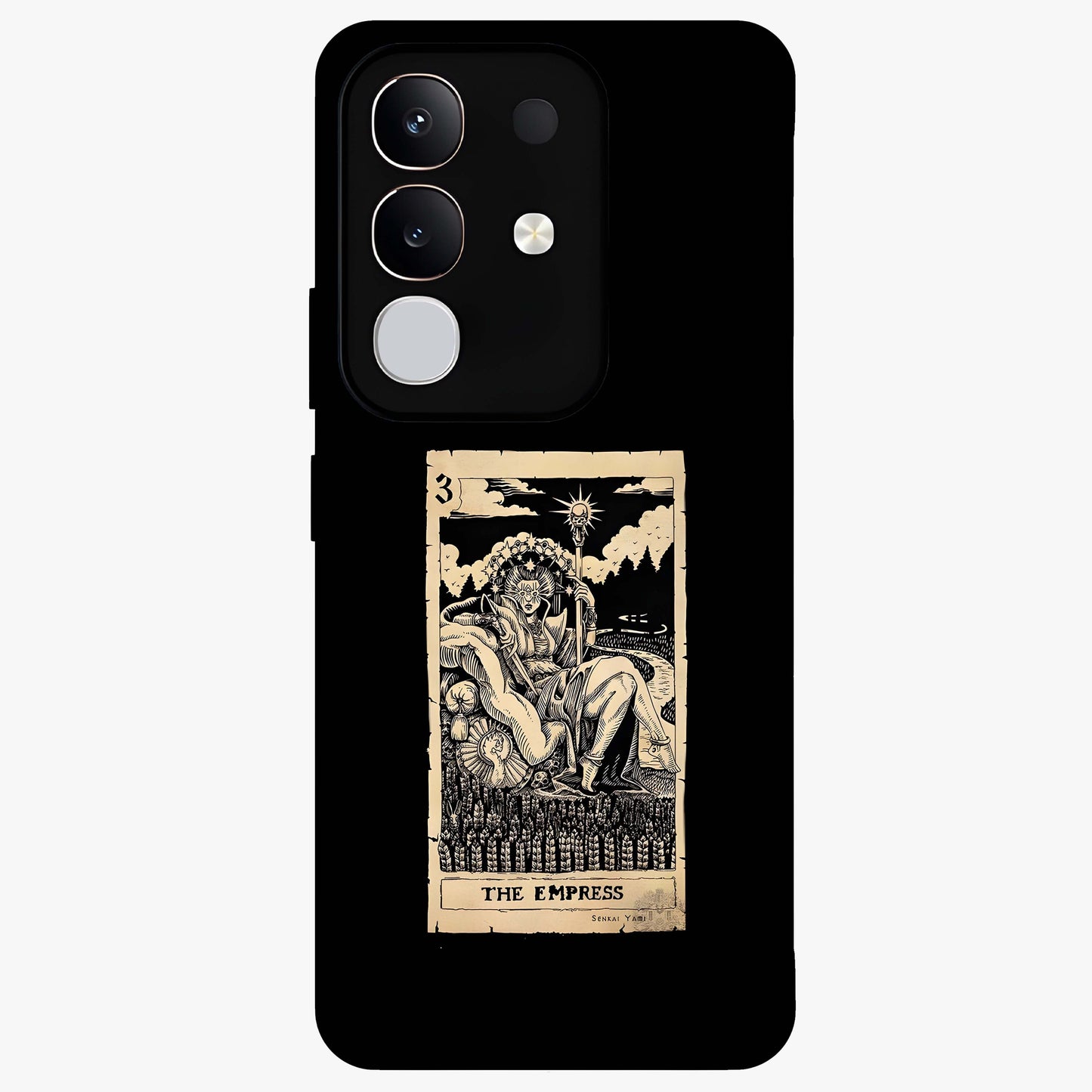 The Empress Glass Case showing flat back view with regal feminine artwork and glossy glass finish.