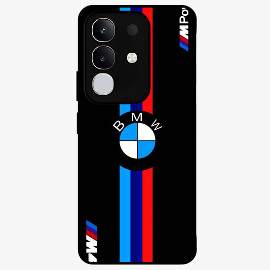 Turbo BMW Beast Glass Case showing flat back view with high performance sports car artwork and glossy glass finish.