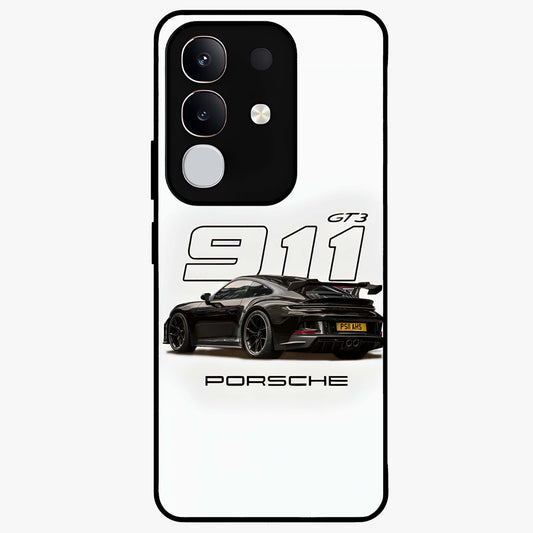 Turbo Legacy Icon Glass Case showing flat back view with iconic sports car inspired artwork and glossy glass finish.