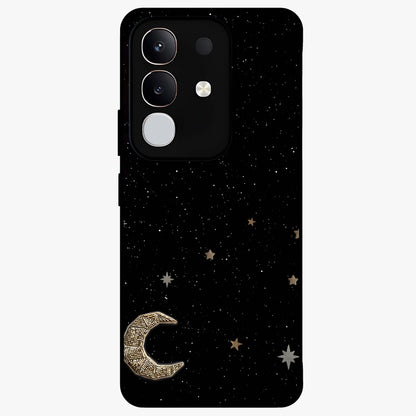 Twinkle Star With Half Moon Glass Case showing flat back view with star and half moon artwork and glossy glass finish.
