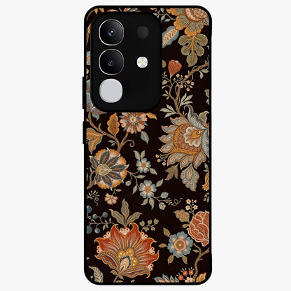Vintage Floral Dream Glass Case showing flat back view with classic floral artwork and glossy glass finish.