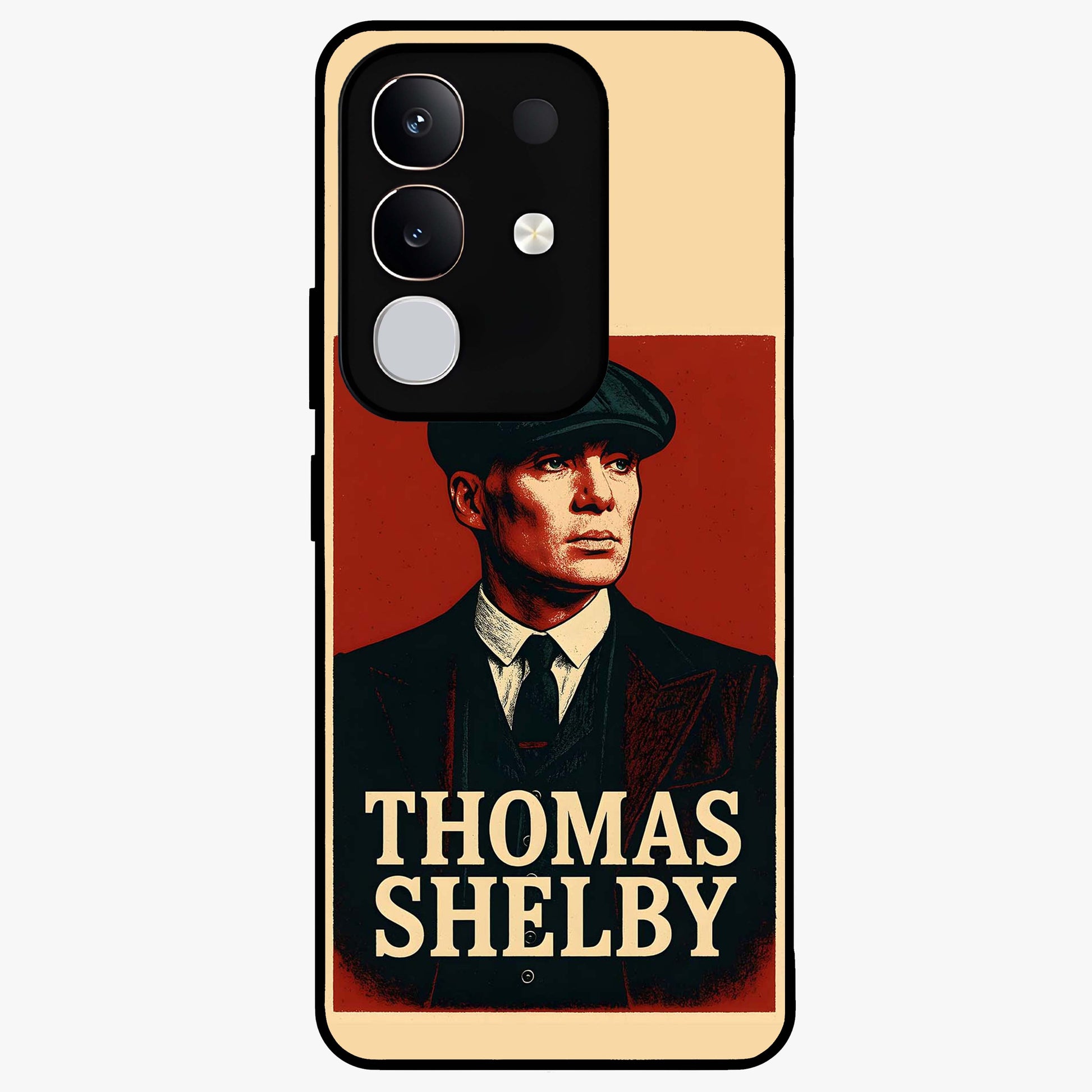 Vintage Mafia Authority Glass Case showing flat back view with bold vintage mafia inspired artwork and glossy glass finish.