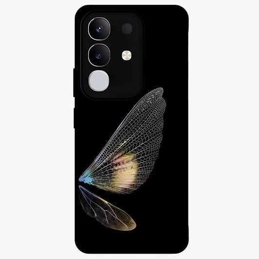 Whispers Of Wings Glass Case showing flat back view with graceful wing inspired artwork and glossy glass finish.