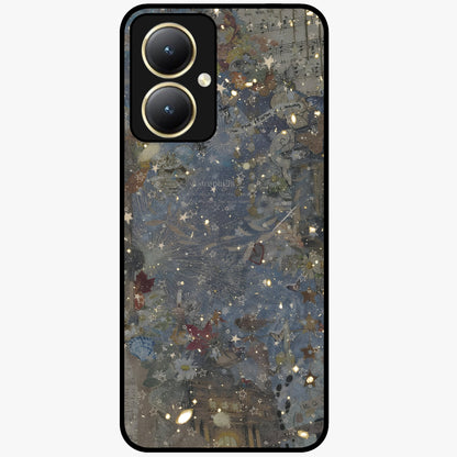 Aesthetic Astrolophia Glass Case showing flat back view with dreamy aesthetic design and glossy glass finish.