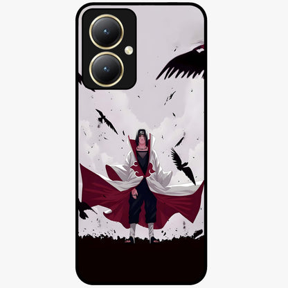 Crimson Crow Ascension Glass Case showing flat back view with mystical crow artwork and glossy glass finish.