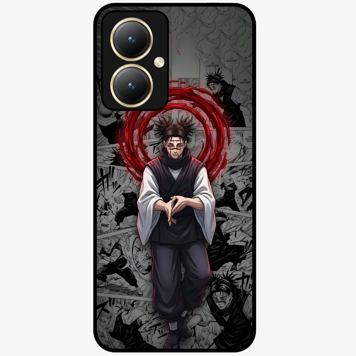 Cursed Ritual Ascension Glass Case showing flat back view with dark ritual themed artwork and glossy glass finish.