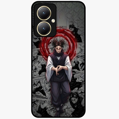 Cursed Ritual Ascension Glass Case showing flat back view with dark ritual themed artwork and glossy glass finish.