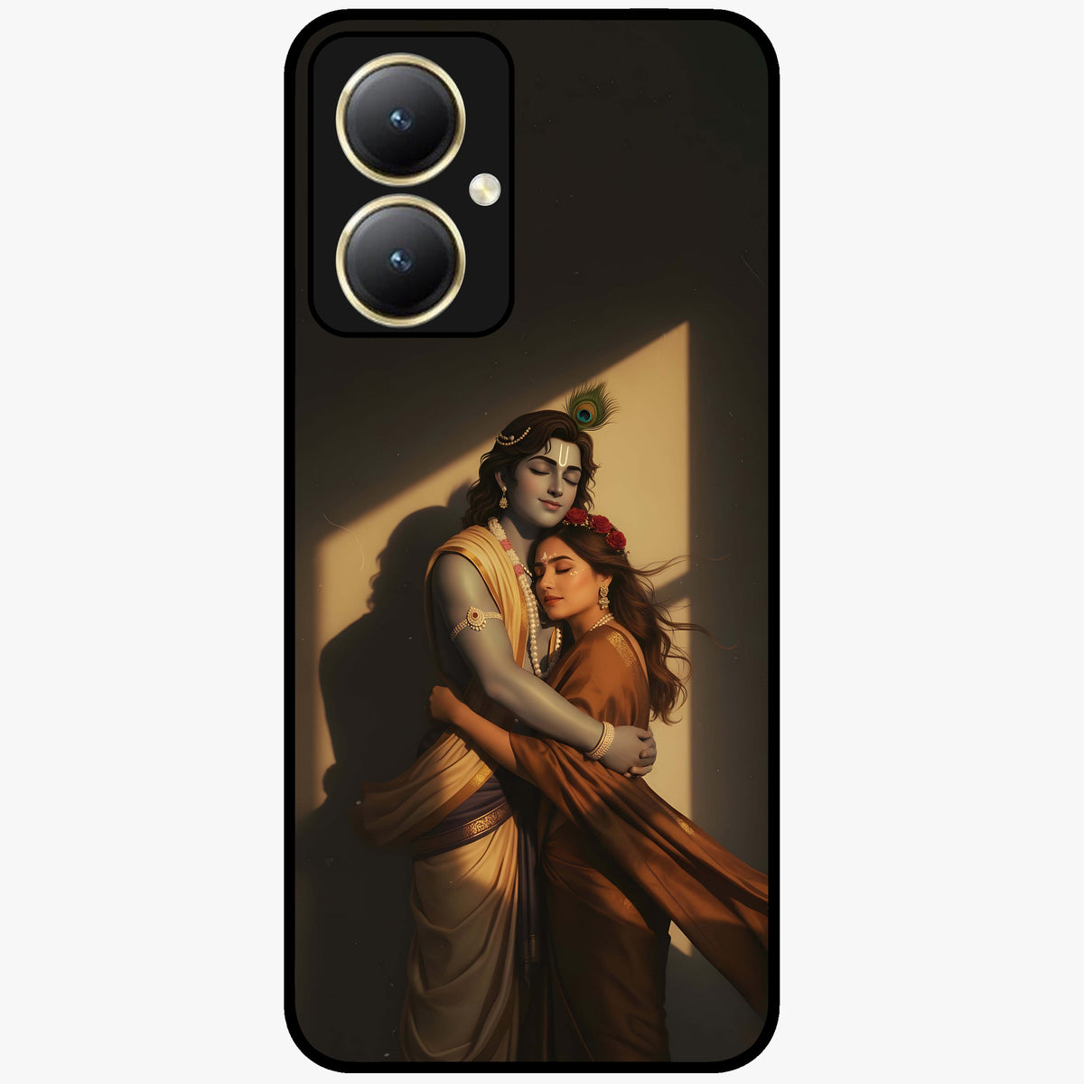 Divine Eternal Love Glass Case showing flat back view with spiritual love themed artwork and glossy glass finish.