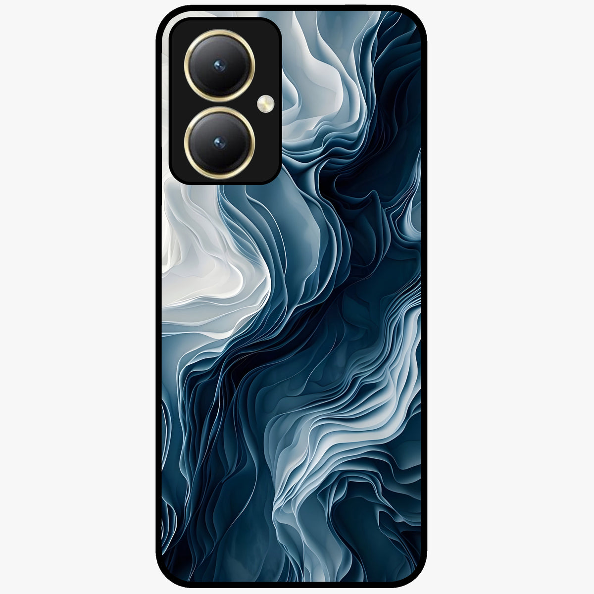 Ethereal Paper Marble Glass Case showing flat back view with soft marble paper texture artwork and glossy glass finish.