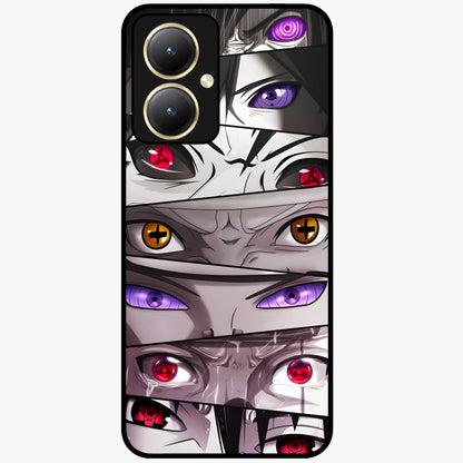 Eyes of Destiny Glass Case showing flat back view with striking eye themed artwork and glossy glass finish.