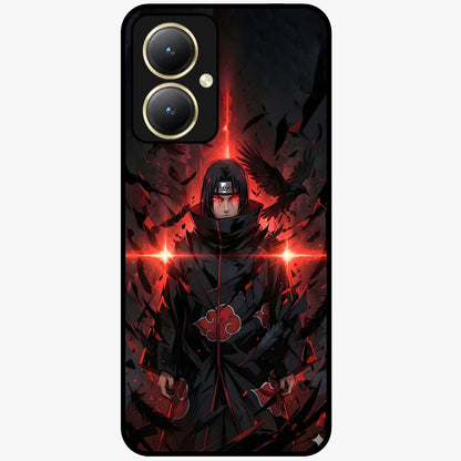 Focused Blade Discipline Glass Case showing flat back view with warrior sword themed artwork and glossy glass finish.