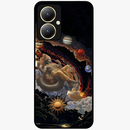 Galactic Divine God Glass Case showing flat back view with divine cosmic themed artwork and glossy glass finish.