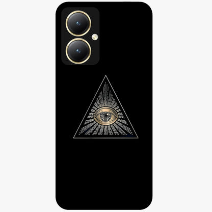 Illuminati Evil Glass Case showing flat back view with mysterious illuminati symbol artwork and glossy glass finish.