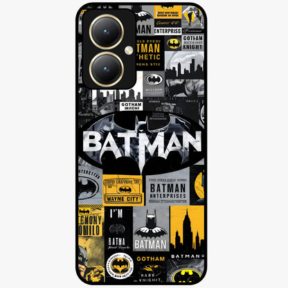 Knight Gotham Rise Glass Case showing flat back view with dark hero inspired artwork and glossy glass finish.