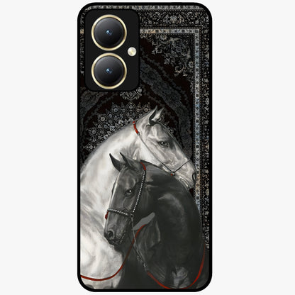 Majestic Ride Legacy Glass Case showing flat back view with powerful automotive inspired artwork and glossy glass finish.