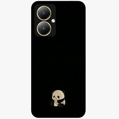 Midnight Panda Love Glass Case showing flat back view with cute panda themed artwork and glossy glass finish.