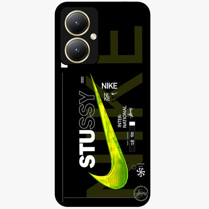 Neon Street Edition Glass Case showing flat back view with neon street style artwork and glossy glass finish.