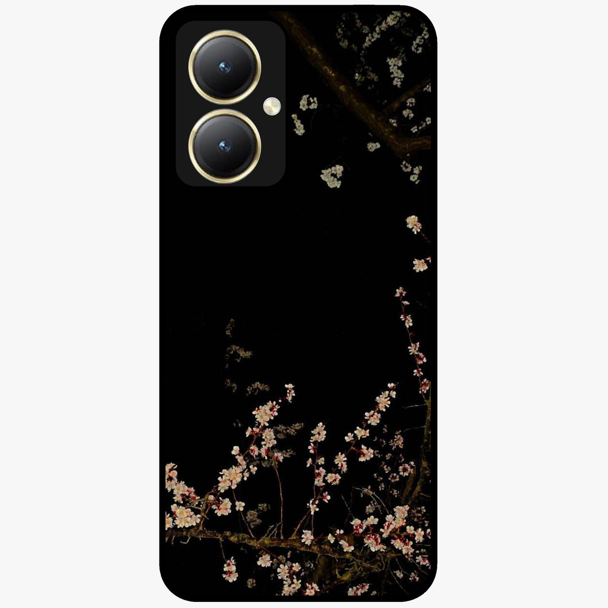 Petal Moon Light With Custom Name Glass Case showing flat back view with floral moonlight artwork and personalized name design.