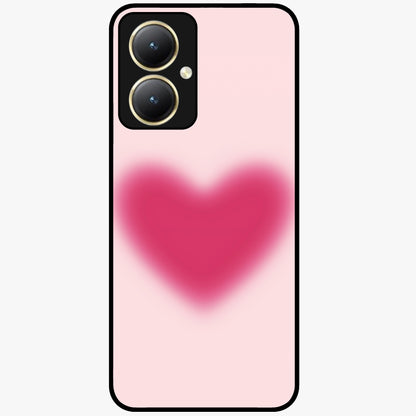 Pink Aura Heart Glass Case showing flat back view with glowing heart artwork and glossy glass finish.