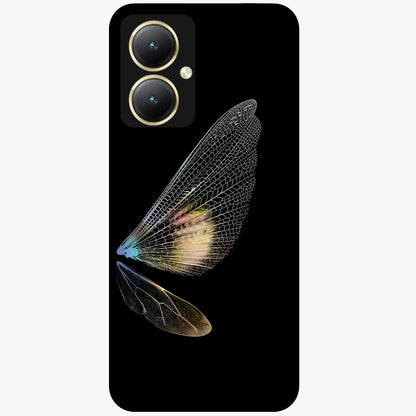 Whispers Of Wings Glass Case showing flat back view with graceful wing inspired artwork and glossy glass finish.