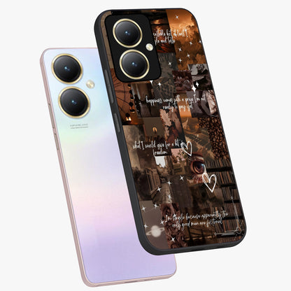 Bittersweet Aesthetic Chaos Glass Case displayed in angled mockup highlighting expressive abstract artwork and edgy aesthetic theme.