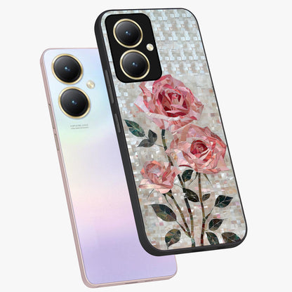 Blush Mosaic Bloom Glass Case displayed in angled mockup highlighting artistic mosaic flower pattern with aesthetic design.
